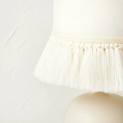 Small Table Lamp With Fringe Shade Off-White (Includes LED Light Bulb) - Opalhouse™ Designed With Jungalow™ 5 Small Table Lamp With Fringe Shade Off-White (Includes LED Light Bulb) - Opalhouse™ Designed With Jungalow™ - Image 3