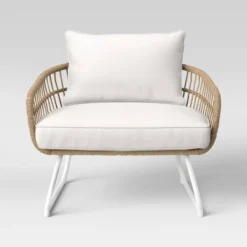 Southport Outdoor Patio Chair With Metal Legs, Club Chair Natural/White - Opalhouse™ -Opalhouse GUEST 9f38cafb eb47 4631 b55e f5ceb46a7f7d